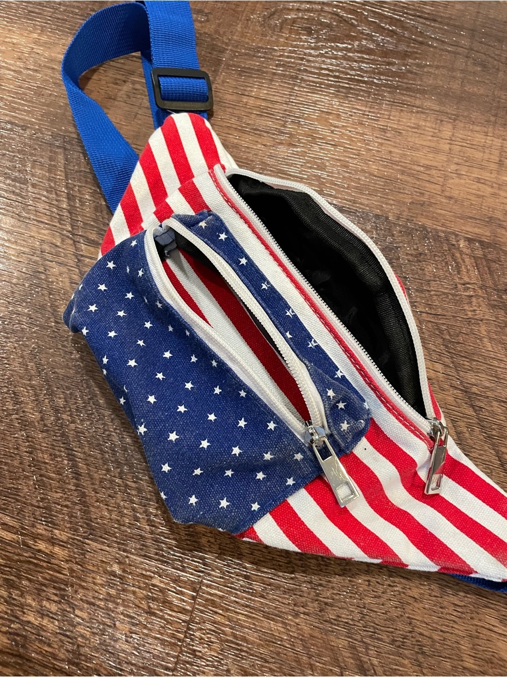 American Flag Stars & Stripes Men’s Canvas Waist Bag - Blue/Red/White
